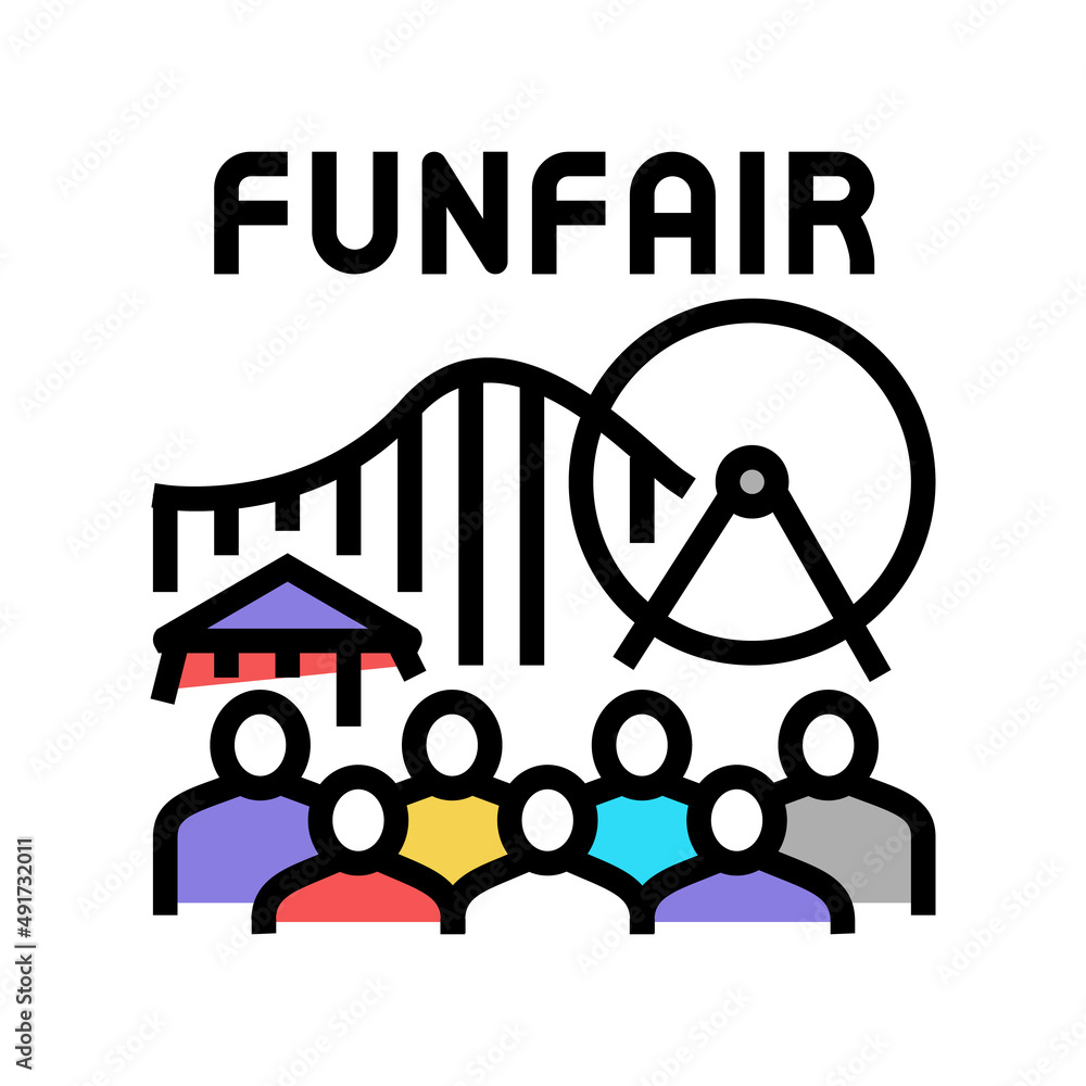 Fototapeta premium funfair amusement park color icon vector. funfair amusement park sign. isolated symbol illustration