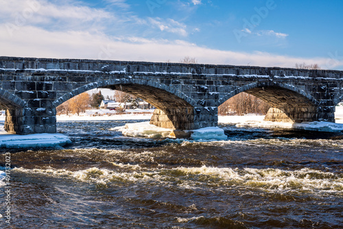 The five stone arch bridge over the Mississippi River in the village Packenham seen here in March. photo