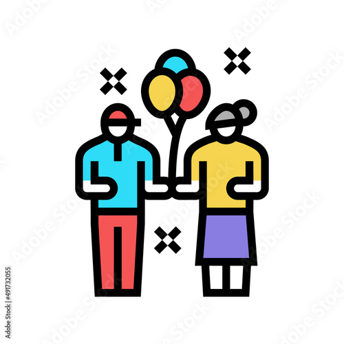kids enjoying in amusement park color icon vector. kids enjoying in amusement park sign. isolated symbol illustration