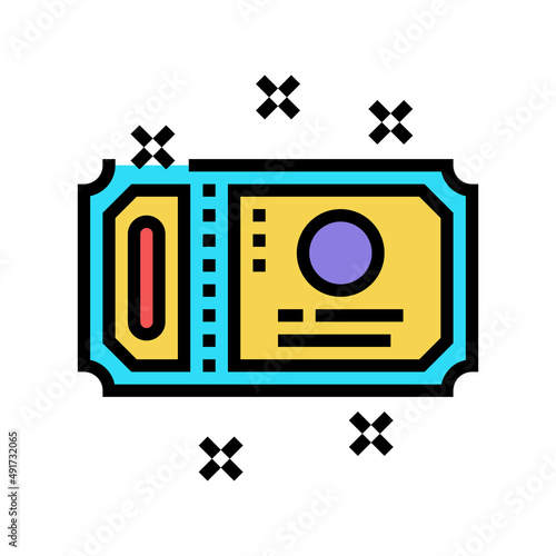 ticket amusement park color icon vector. ticket amusement park sign. isolated symbol illustration