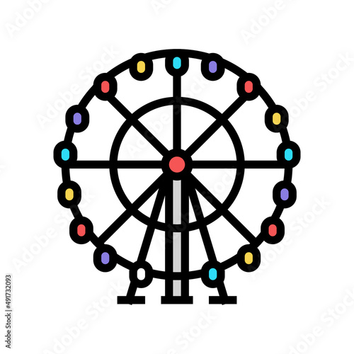 wheel ferris color icon vector. wheel ferris sign. isolated symbol illustration