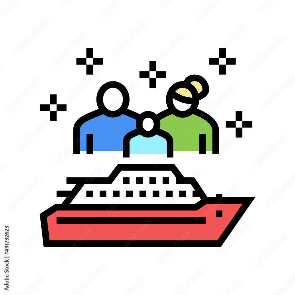 family cruise color icon vector. family cruise sign. isolated symbol illustration