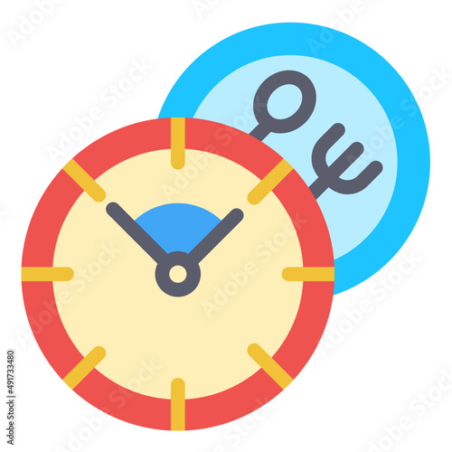 lunch time break time worker to eating and relax with clock and fork spoon