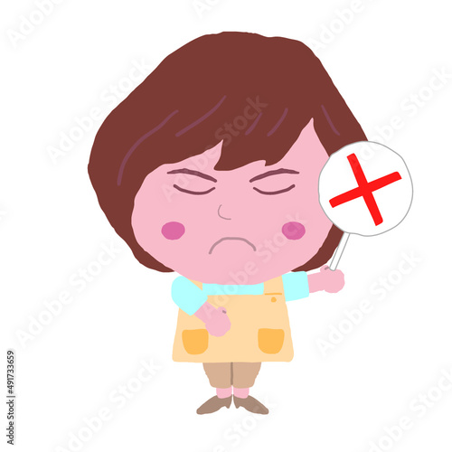 女性　エプロン　介護士　イラスト素材