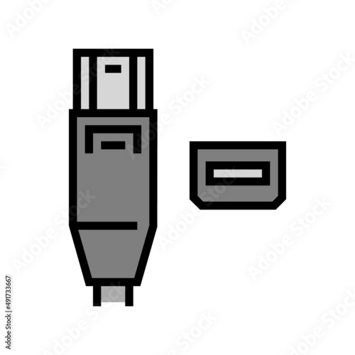 thunderbolt port color icon vector. thunderbolt port sign. isolated symbol illustration