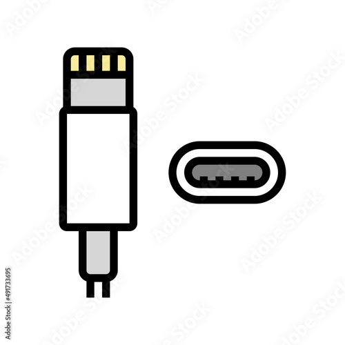 lightning cable color icon vector. lightning cable sign. isolated symbol illustration