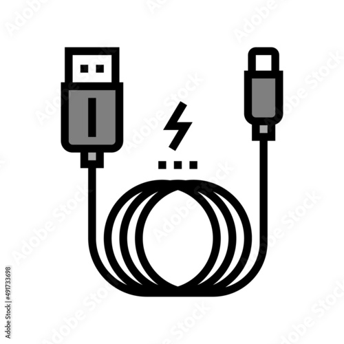 charging cable color icon vector. charging cable sign. isolated symbol illustration