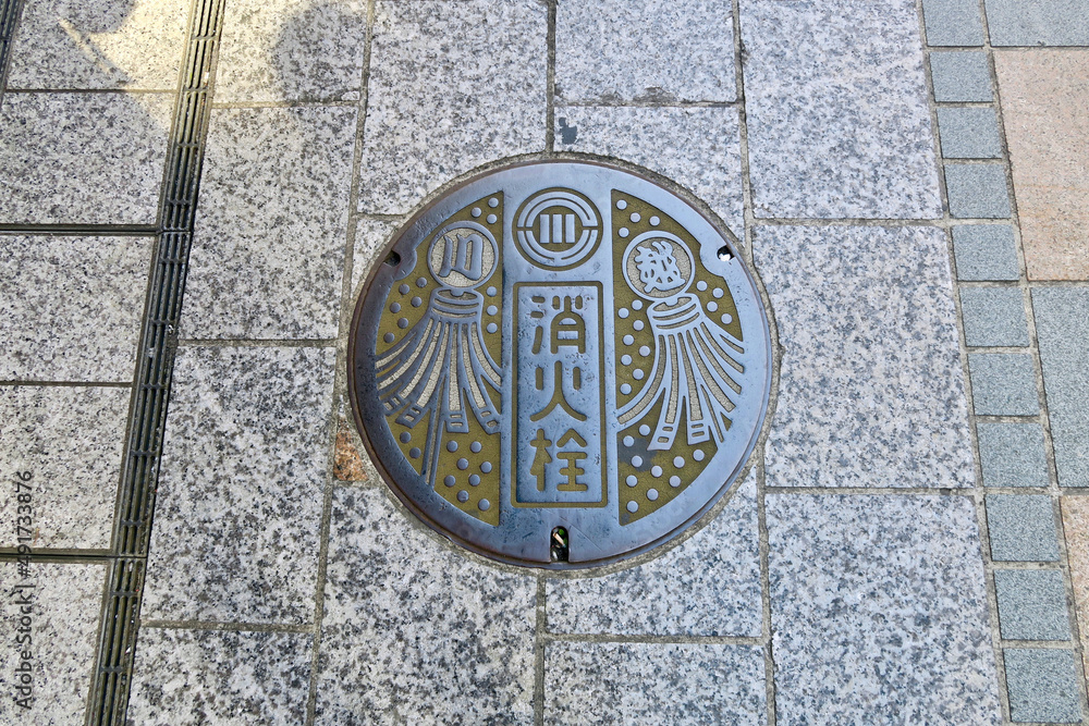 消火栓のマンホール（埼玉県川越市）