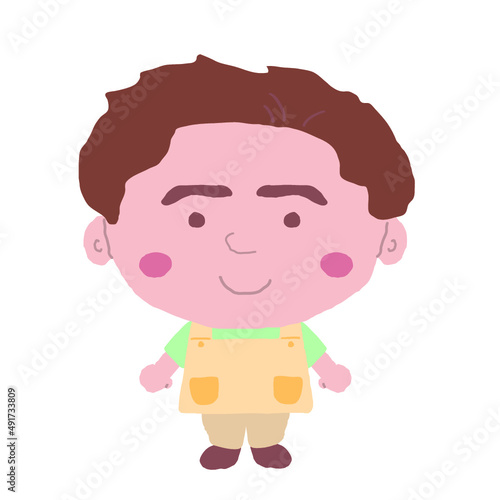 男性　エプロン　介護福祉士　イラスト素材