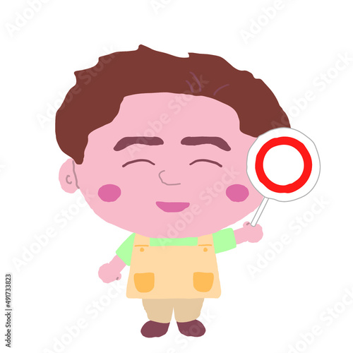 男性　エプロン　介護福祉士　イラスト素材