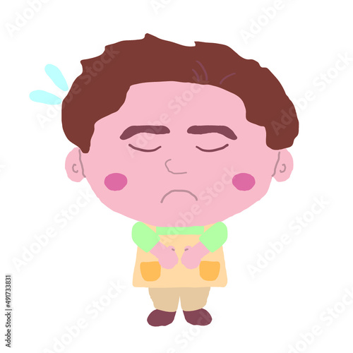 男性　エプロン　介護福祉士　イラスト素材
