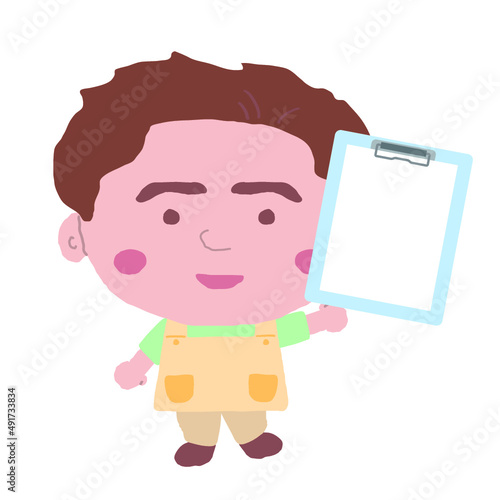 男性　エプロン　介護福祉士　イラスト素材