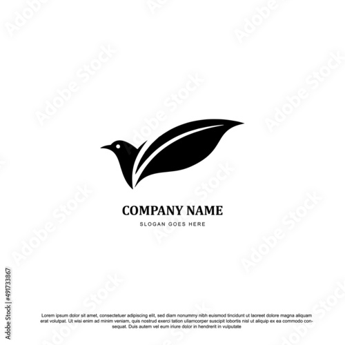 Creative bird logo design with leaf icon vector