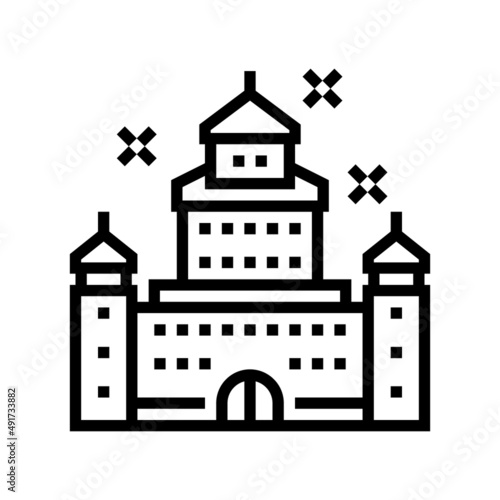 carnival castle amusement park line icon vector. carnival castle amusement park sign. isolated contour symbol black illustration