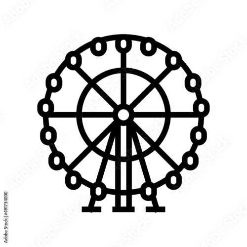 wheel ferris line icon vector. wheel ferris sign. isolated contour symbol black illustration
