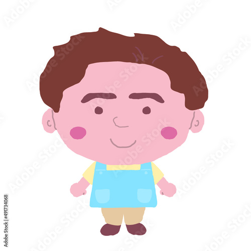 男性　エプロン　保育士　イラスト素材
