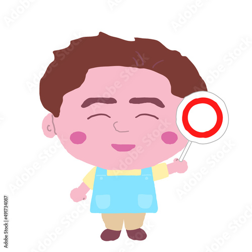 男性　エプロン　保育士　イラスト素材