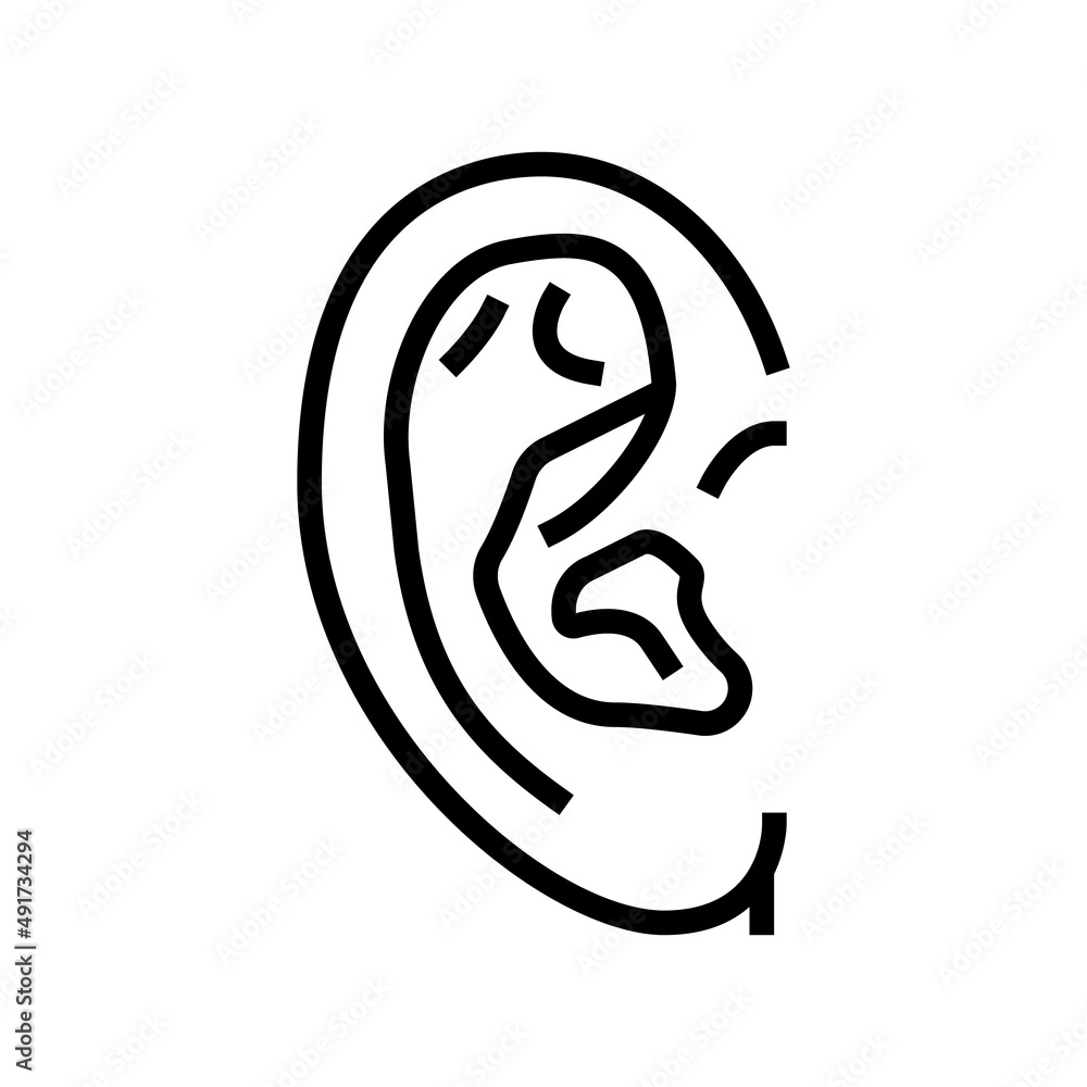 ear head part line icon vector. ear head part sign. isolated contour symbol black illustration ear head part line icon vector. ear head part sign. isolated contour symbol black illustration