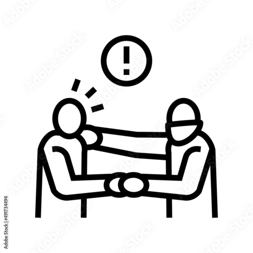 violent crime line icon vector. violent crime sign. isolated contour symbol black illustration