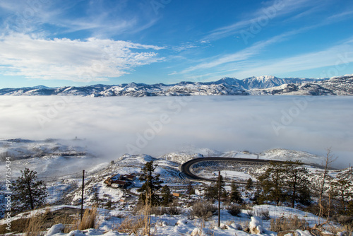 A cloud inversion over Osyoos Lake in BC on a winter day