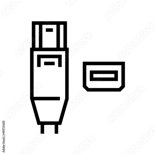 thunderbolt port line icon vector. thunderbolt port sign. isolated contour symbol black illustration