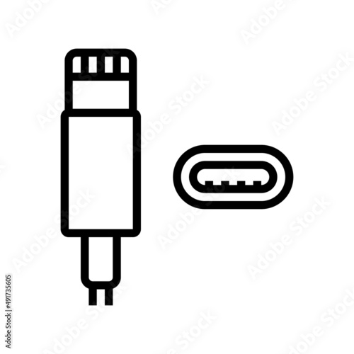 lightning cable line icon vector. lightning cable sign. isolated contour symbol black illustration