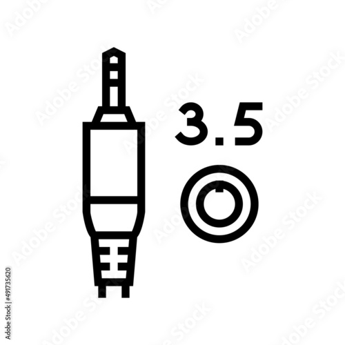 mini jack 3.5 line icon vector. mini jack 3.5 sign. isolated contour symbol black illustration