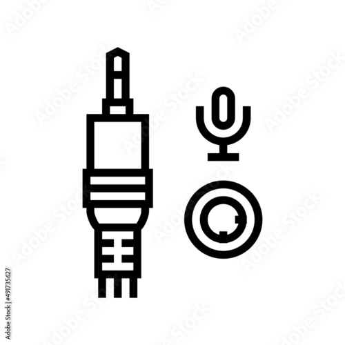 microphone port line icon vector. microphone port sign. isolated contour symbol black illustration