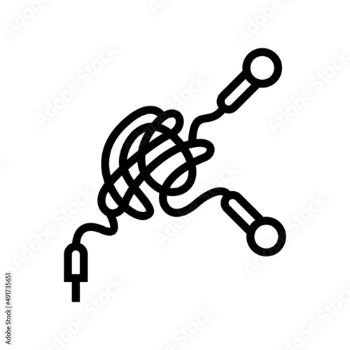 tangle earphone cable line icon vector. tangle earphone cable sign. isolated contour symbol black illustration