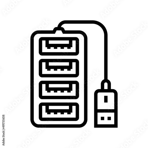 hub usb line icon vector. hub usb sign. isolated contour symbol black illustration