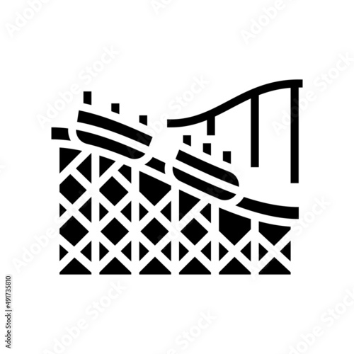 rollercoaster amusement park glyph icon vector. rollercoaster amusement park sign. isolated contour symbol black illustration