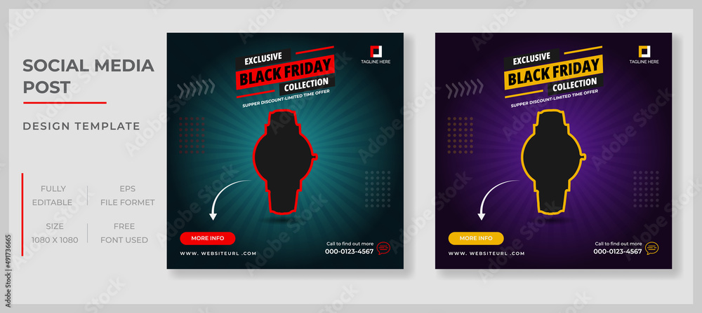 Black Friday modern promotion web banner for social media post design template