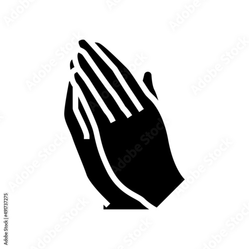 pray hand gesture glyph icon vector. pray hand gesture sign. isolated contour symbol black illustration