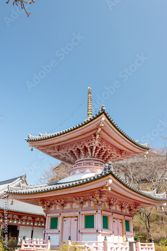 Two-storied pagoda of Tsubosaka temple in Nara, Japan