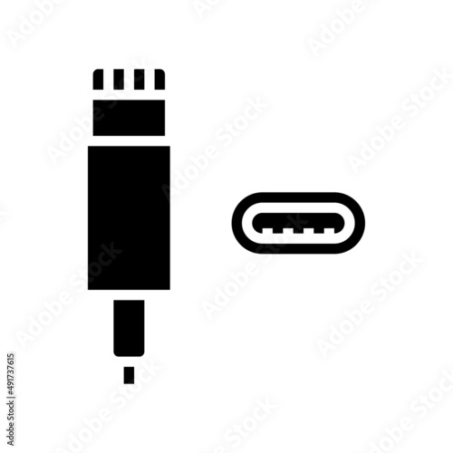 lightning cable glyph icon vector. lightning cable sign. isolated contour symbol black illustration