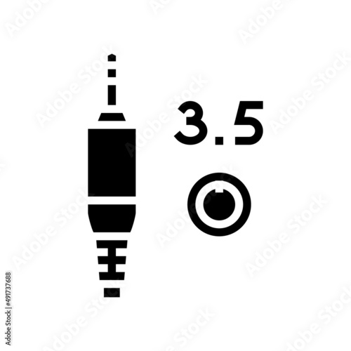 mini jack 3.5 glyph icon vector. mini jack 3.5 sign. isolated contour symbol black illustration