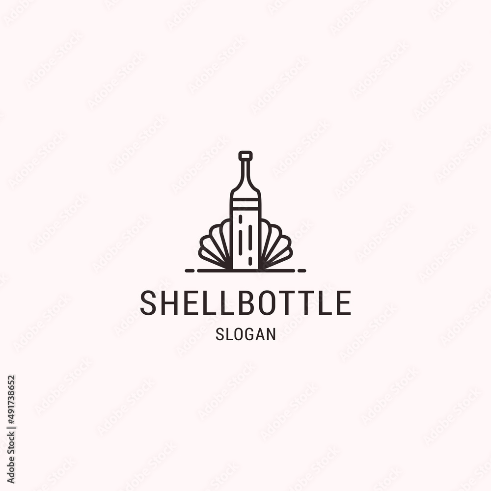 Shell bottle logo icon design template