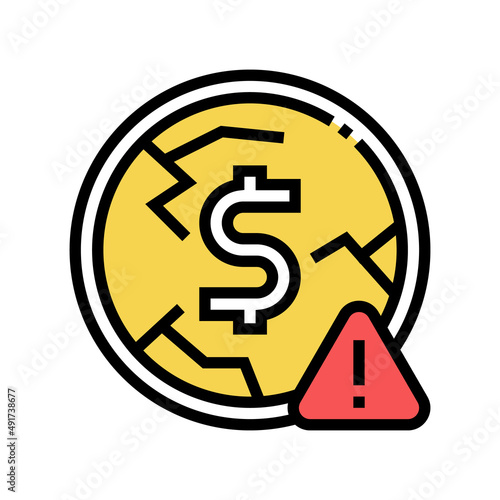 deflation money color icon vector. deflation money sign. isolated symbol illustration