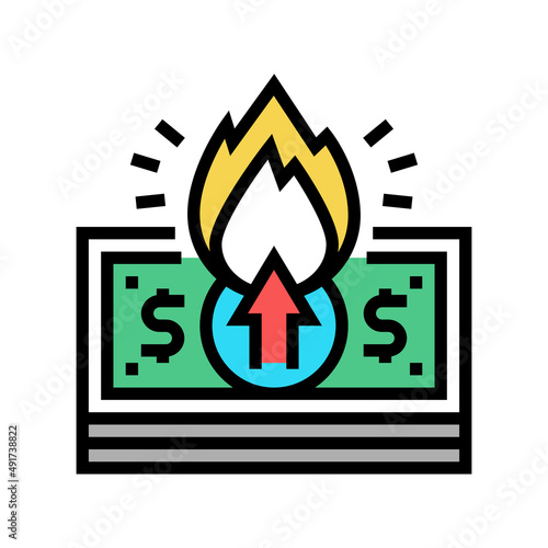 dollar inflation color icon vector. dollar inflation sign. isolated symbol illustration