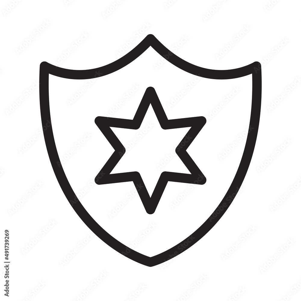 Icon with shield icon with star. Design element. Vector illustration. stock image. Icon with shield icon with star. Design element. Vector illustration. stock image.