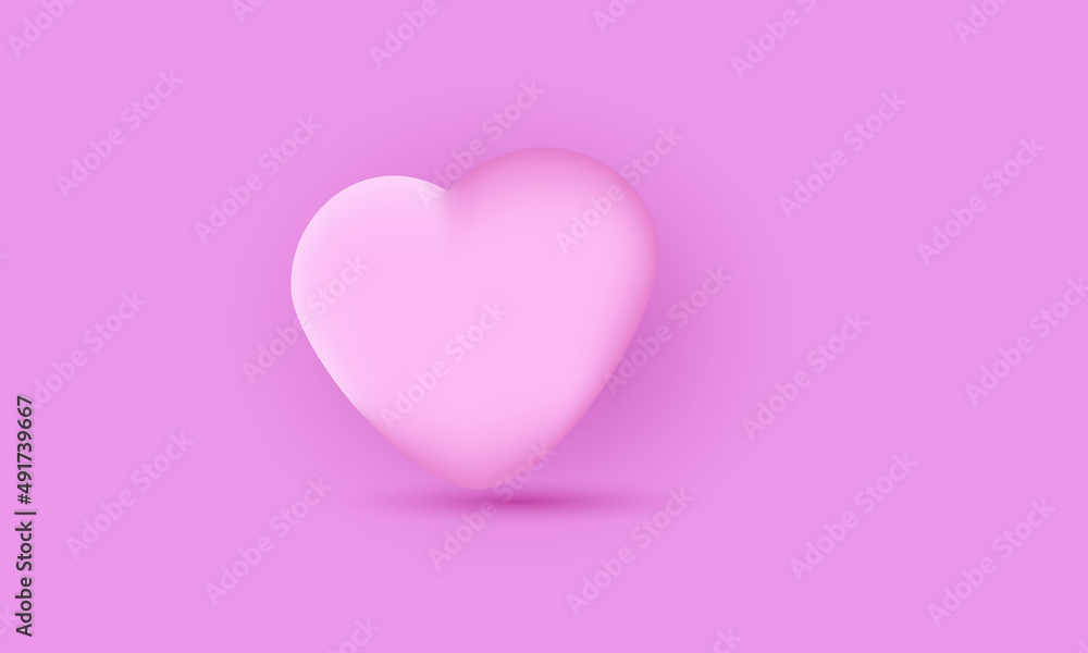 3d realistic heart on pink background design concept symbol