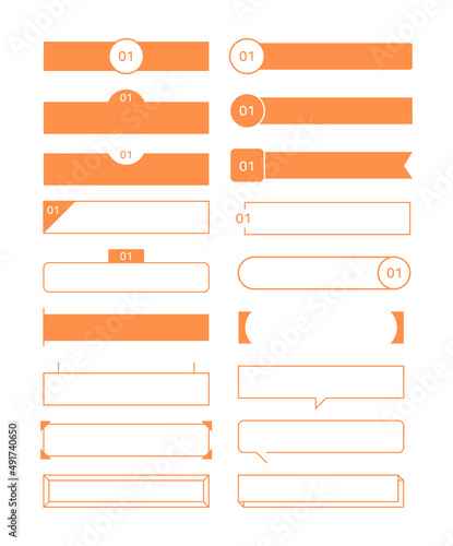 Design elements label, banner, button, bar graphic design set.