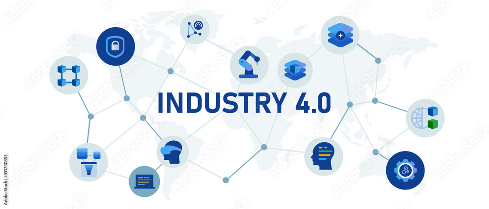 Industry 4.0 icon set collection of future business revolution Industry 4.0 icon set collection of future business revolution