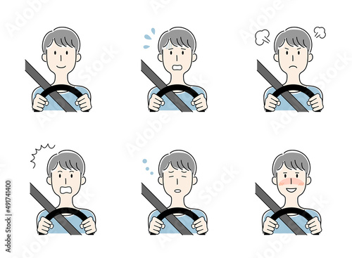 運転をする男性のベクターイラストセット
