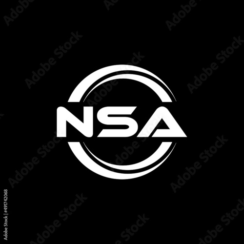 NSA letter logo design with black background in illustrator, vector logo modern alphabet font overlap style. calligraphy designs for logo, Poster, Invitation, etc. photo