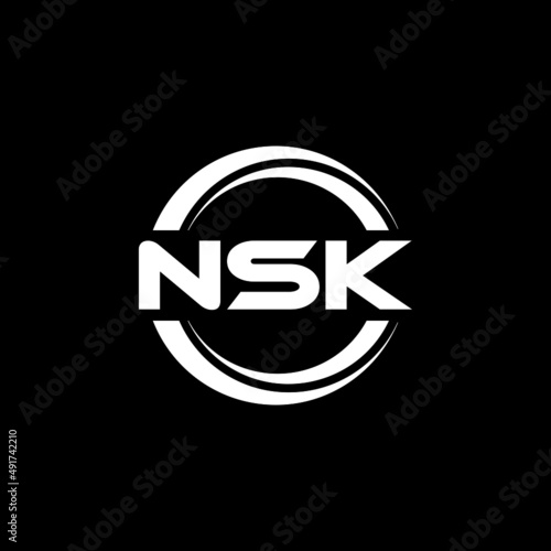 NSK letter logo design with black background in illustrator, vector logo modern alphabet font overlap style. calligraphy designs for logo, Poster, Invitation, etc. photo