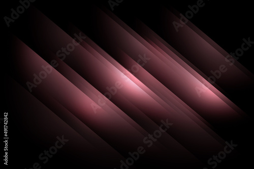 Abstract background of rose gold color strip on black background.