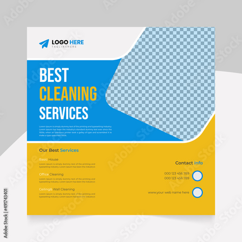 Best cleaning service  company and home clean square social media banner design and template.