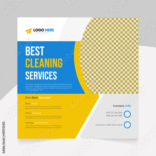Best cleaning service  company and home clean square social media banner design and template.