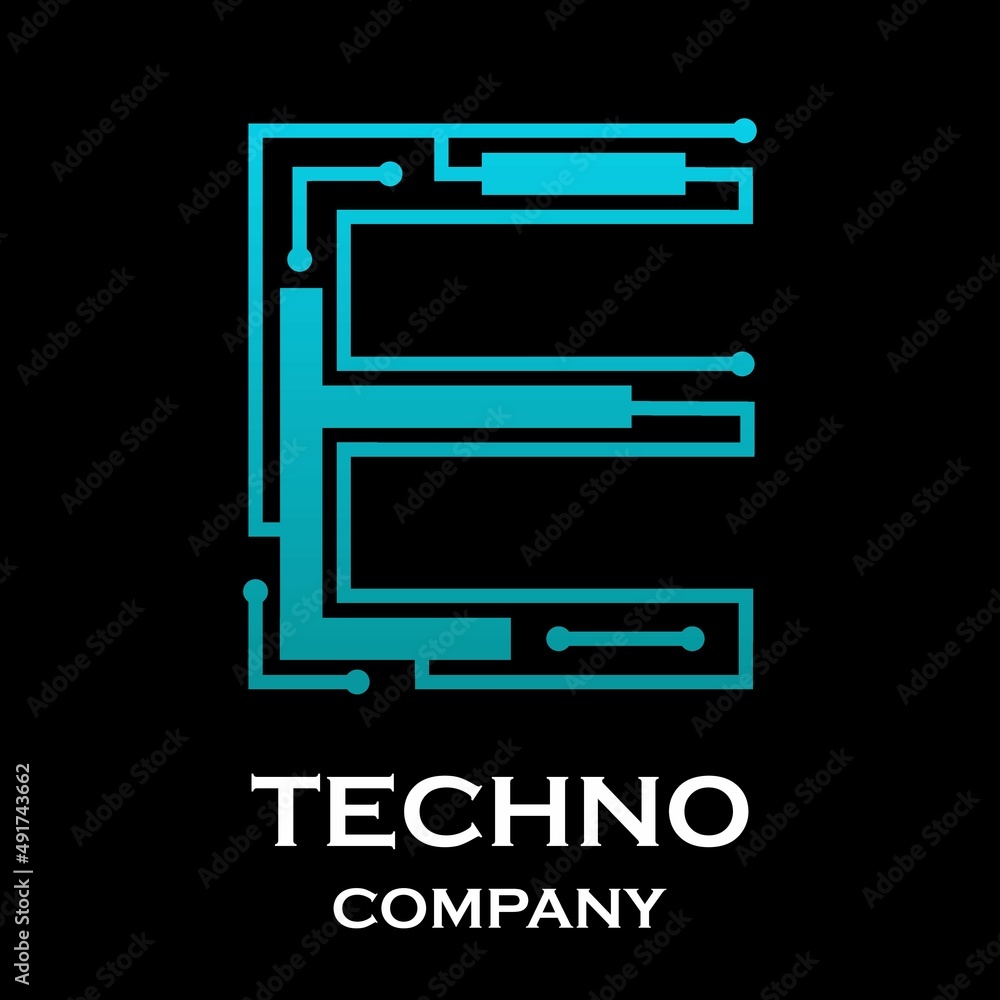 Letter e technology vector logo template. Suitable for technology, digital, web, link, internet, media etc Letter e technology vector logo template. Suitable for technology, digital, web, link, internet, media etc